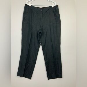 Chico’s Sz 2 Large 100% Linen Black Wide Leg Lightweight Pants Beach Lagenlook